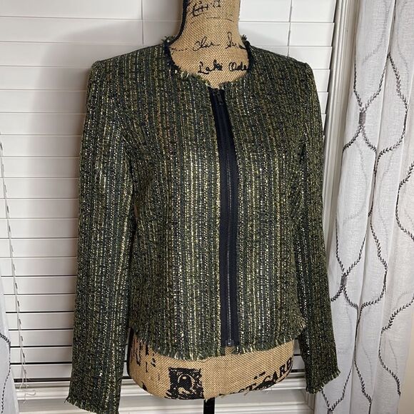 ECRU TWEED CROPPED JACKET - Picture 1 of 10